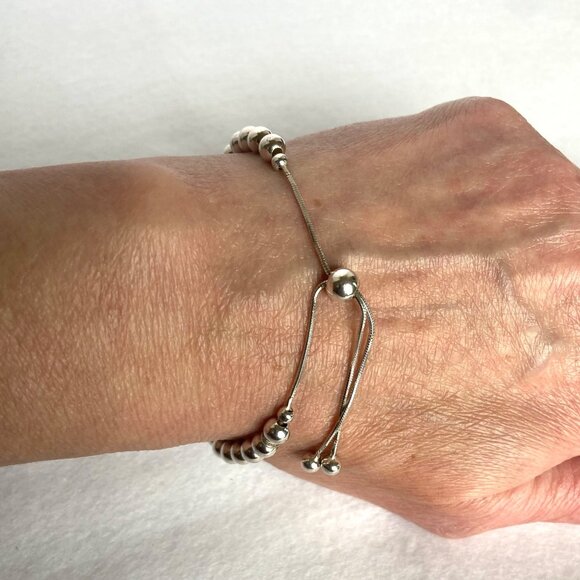 Dyadema Sterling Silver 925 Italy 6MM Beaded Ball Bracelet Adjustable Bolo Clasp - Picture 3 of 16